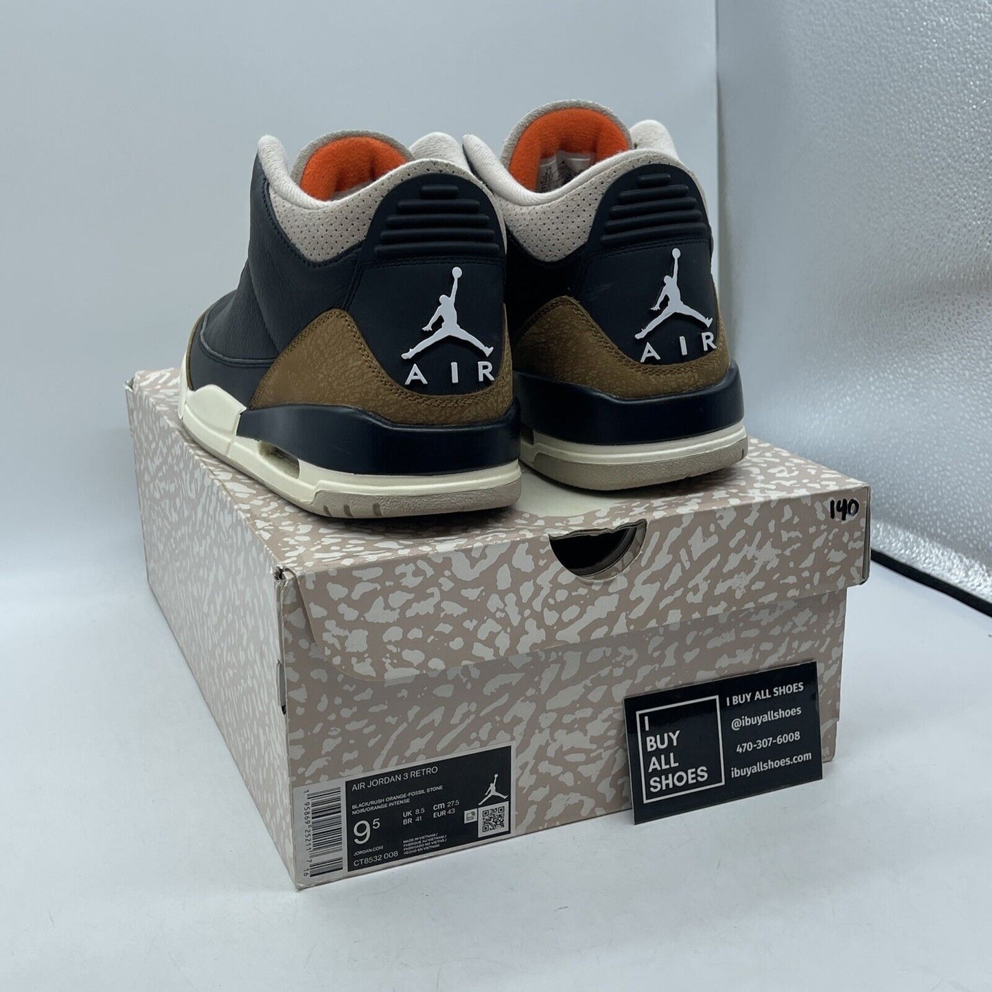 Size 9.5 - Jordan 3 Retro Mid Desert Elephant Brown Black Suede (CT8532-008)