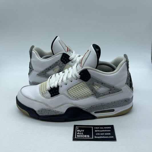 Size 10 - Jordan 4 Retro OG Mid White Cement Grey Black Leather (840606-192)