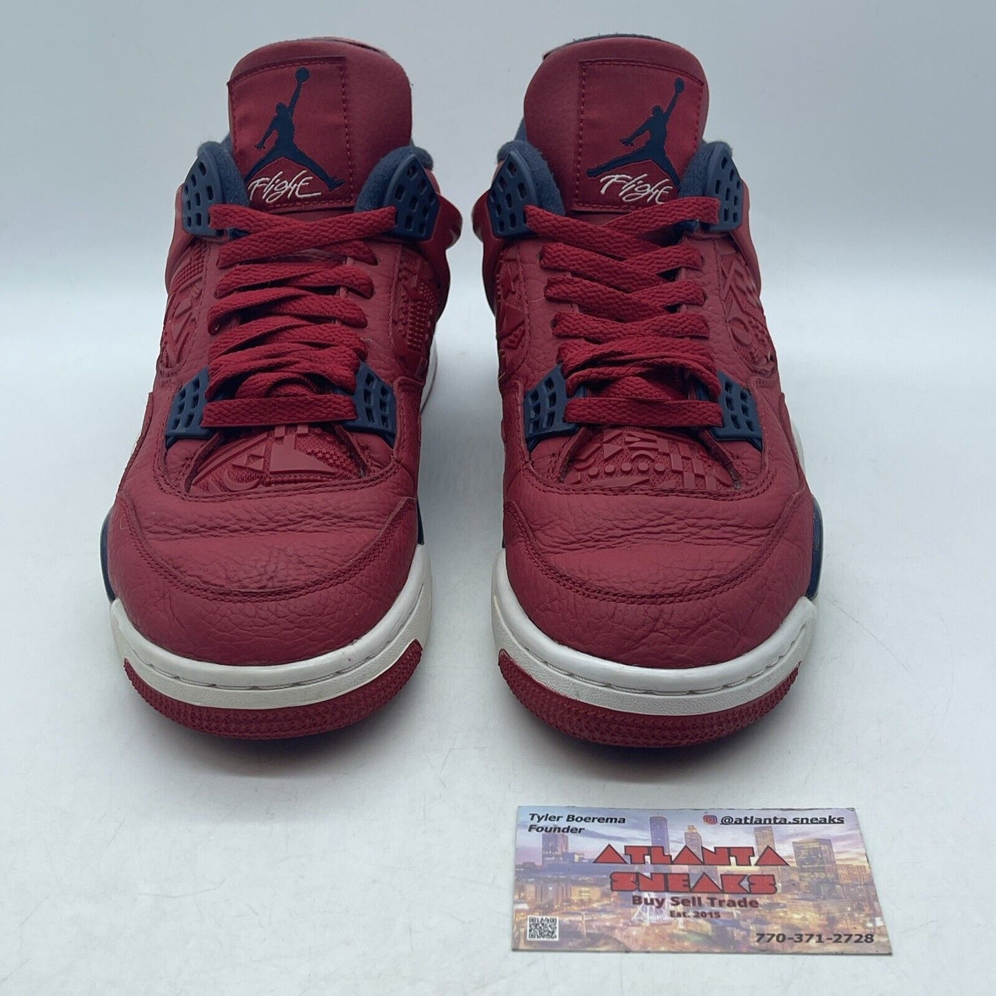 Size 8 - Air Jordan 4 Retro FIBA Red Blue White Gold Leather (CI1184-617)