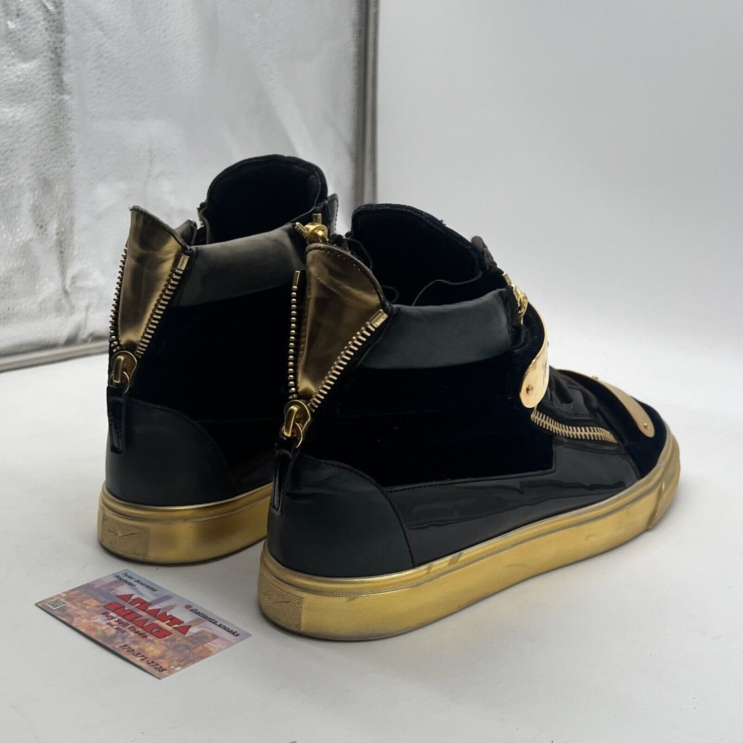 Size 12 - Giuseppe Zanotti Women’s High Top Sneakers Navy Suede W/ Gold