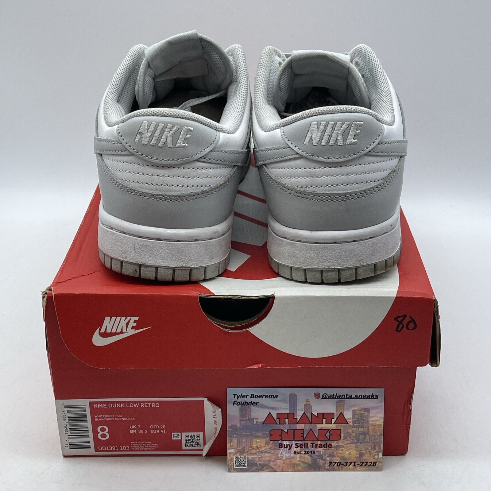 Size 8 - Nike Dunk Low Grey Fog White Leather (DD1391-103)