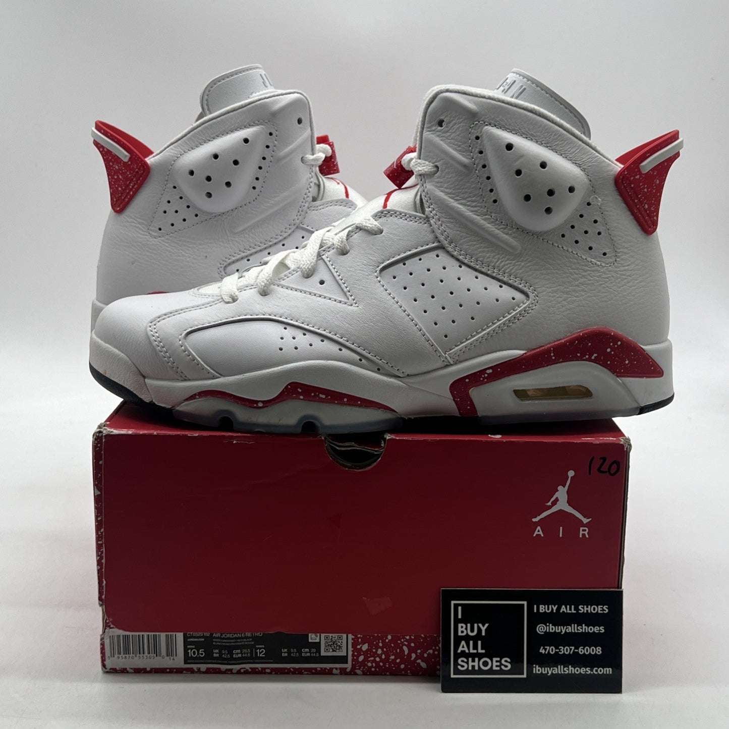 Size 10.5 - Air Jordan 6 White and University Red 2022 (CT8529-162)