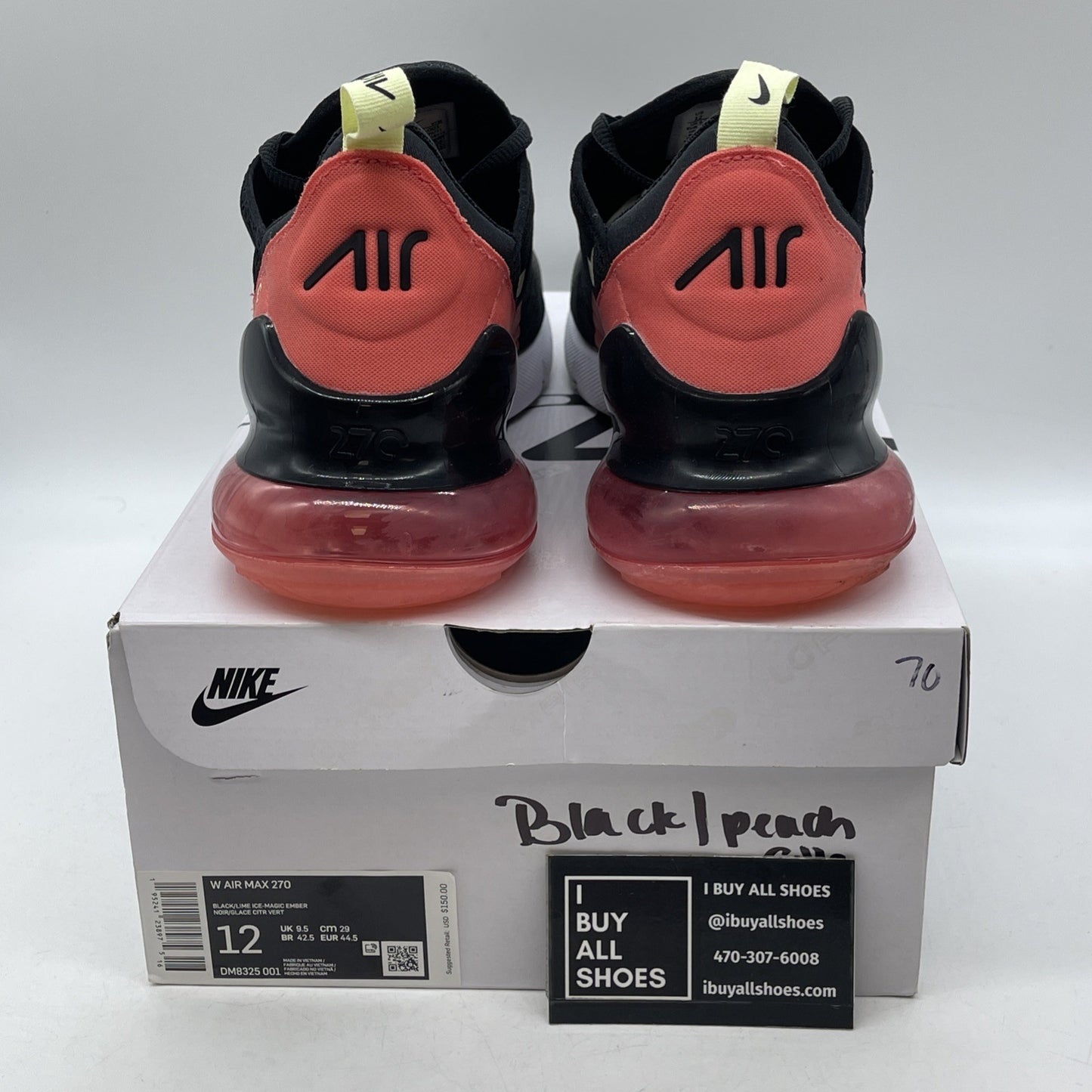 Size 12W - Nike Air Max 270 Black Magic Ember (DM8325-001)