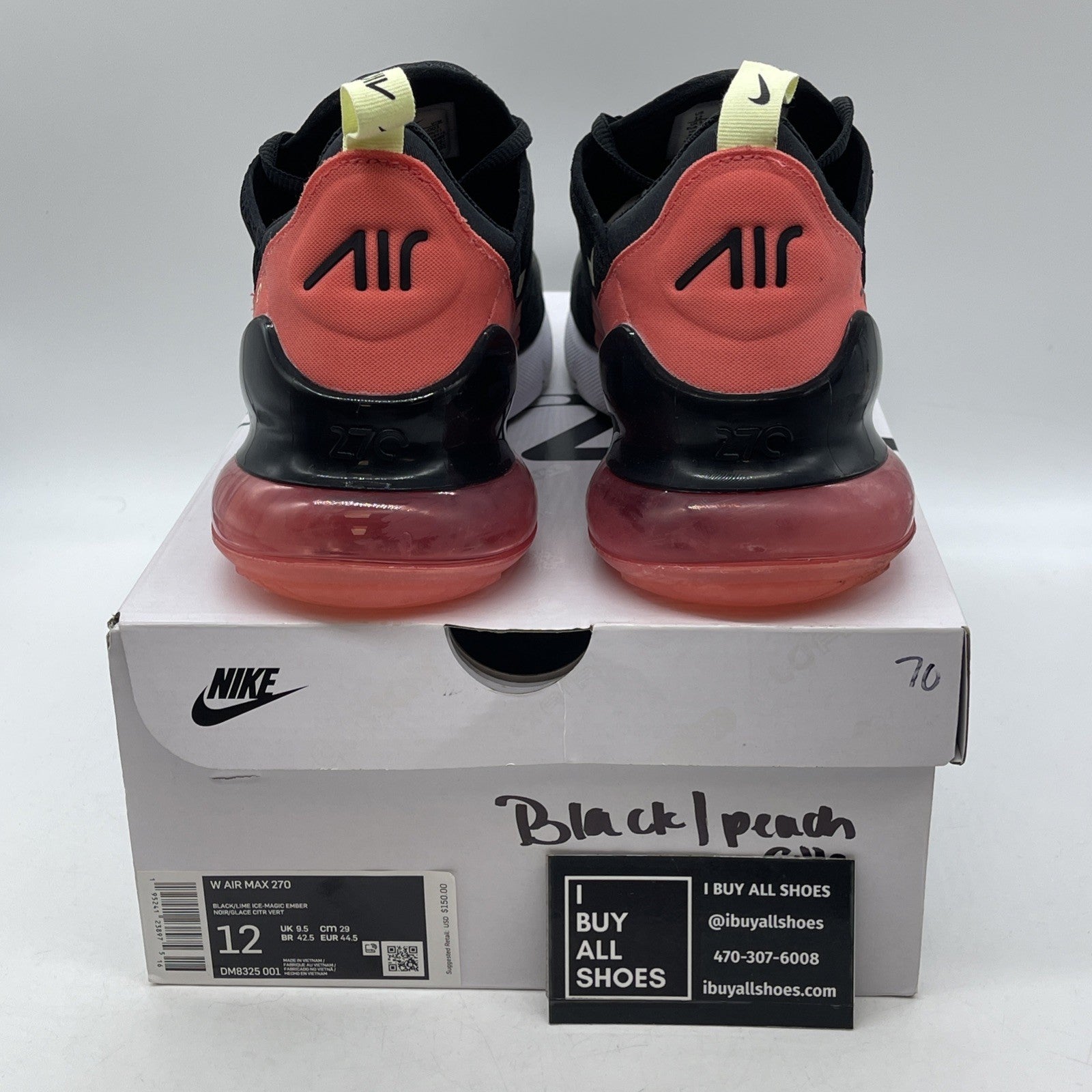 Size 12W - Nike Air Max 270 Black Magic Ember (DM8325-001)