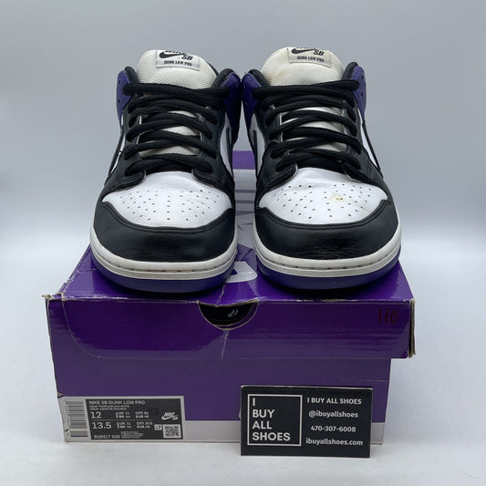 Size 12 - Nike Dunk SB Low Court Purple White Black Leather (BQ6817-500)