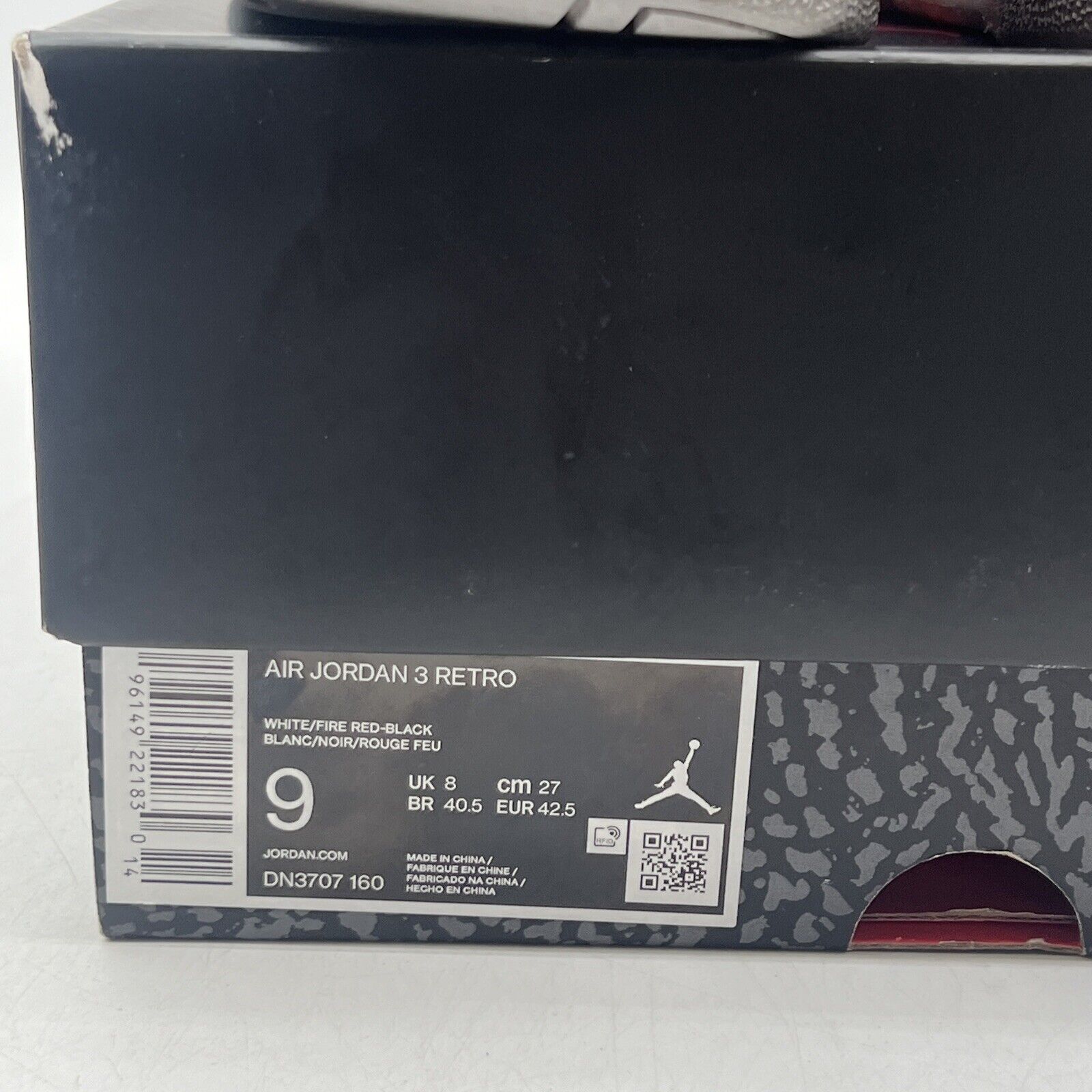 Size 9 - Jordan 3 Retro Mid Fire Red White Grey Leather Black (DN3707-160)