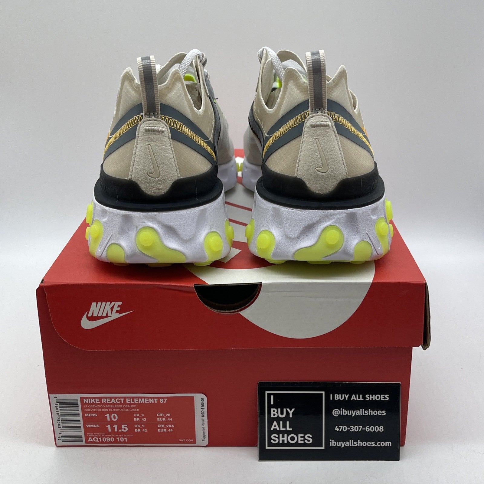 Size 10 - Nike React Element 87 Light Orewood Brown Suede (AQ1090-101)