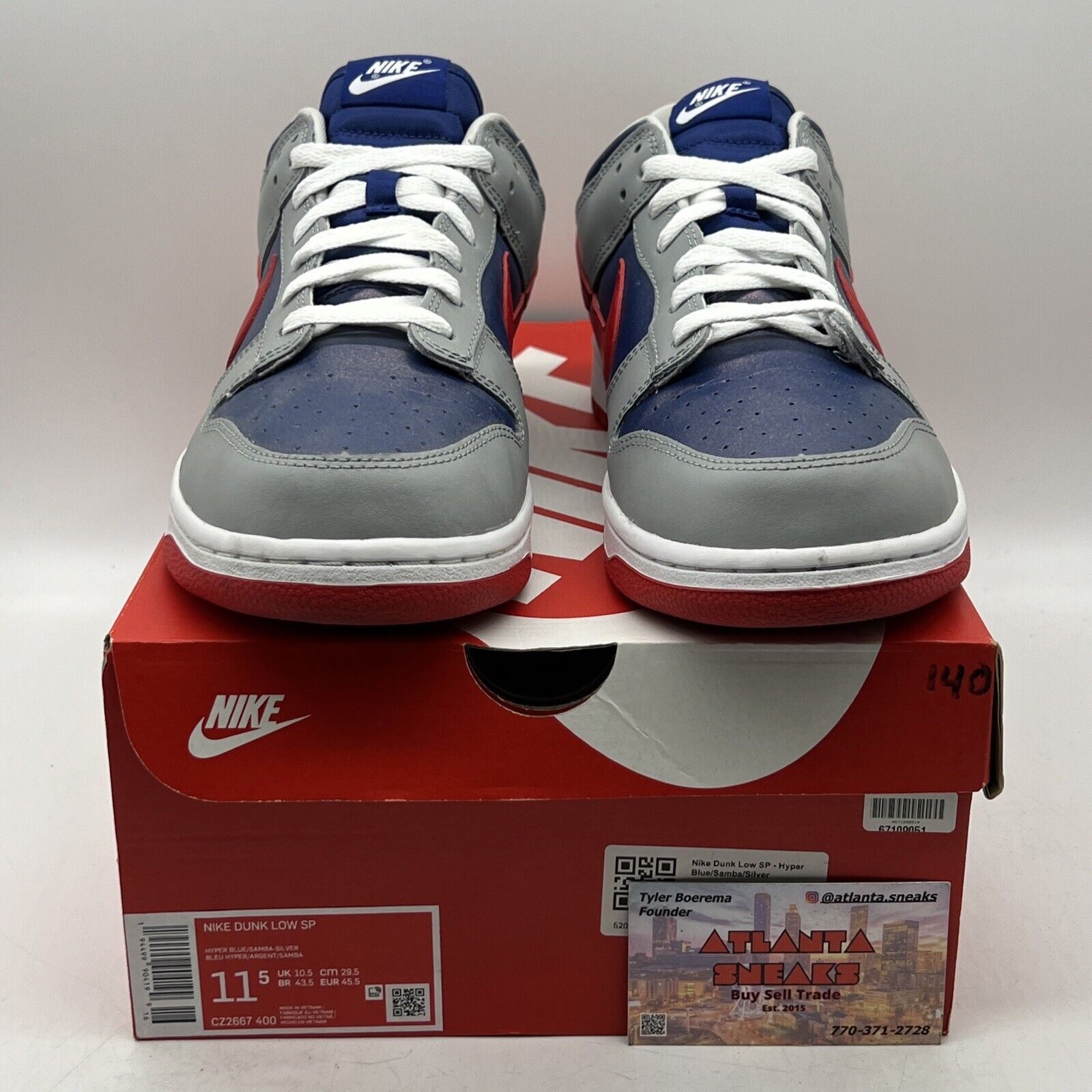 Size 11.5 - Nike Dunk Retro 2020 Low Samba Red Navy Grey Leather (CZ2667-400)