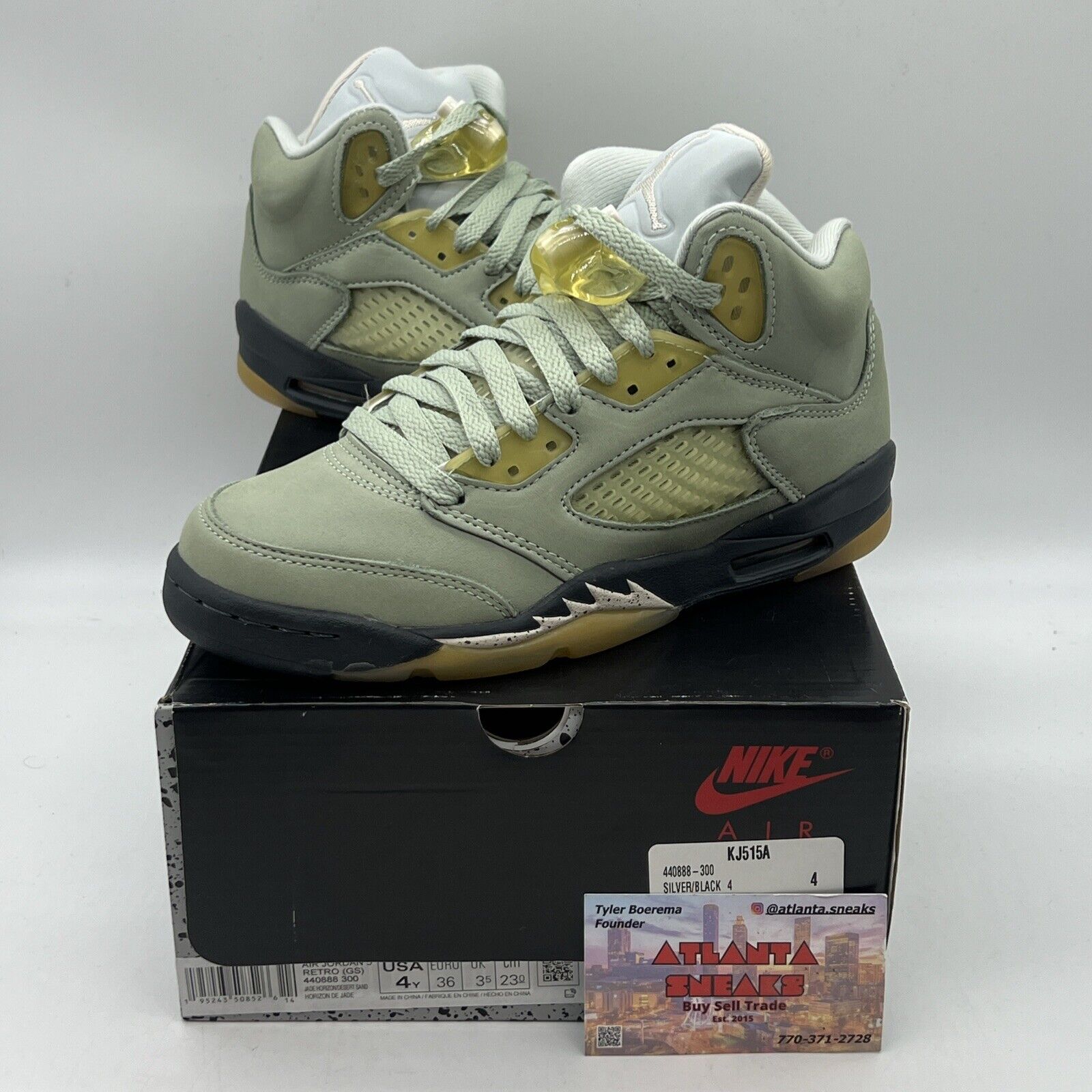 Size 4Y - Jordan 5 JADE HORIZON 2022 Brand New Og All Grey Suede  Desert Sand