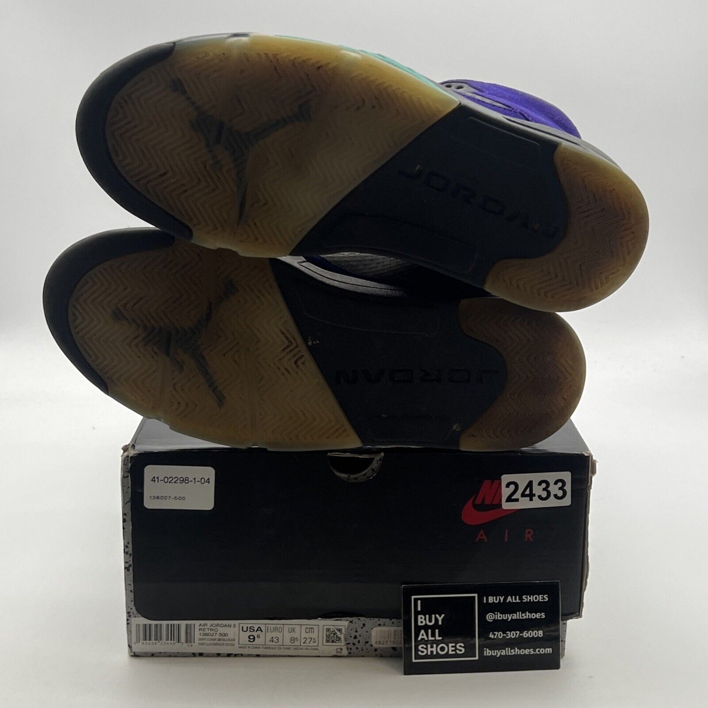 Size 9.5 - Air Jordan 5 Retro Alternate Grape 2020 (136027-500)