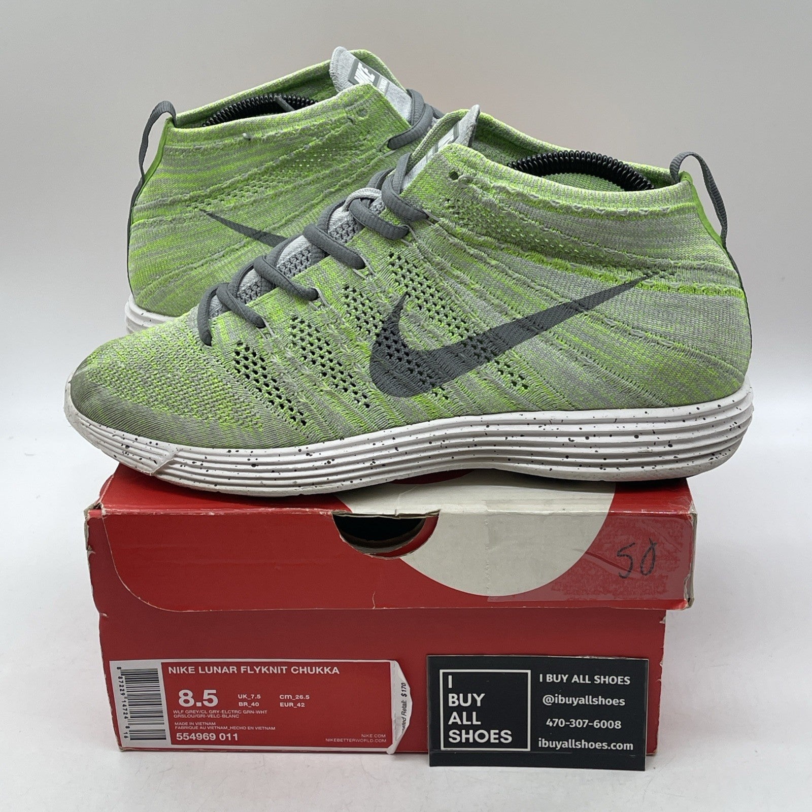 Size 8.5 - Nike Lunar Flyknit Chukka Gray (554969-011)