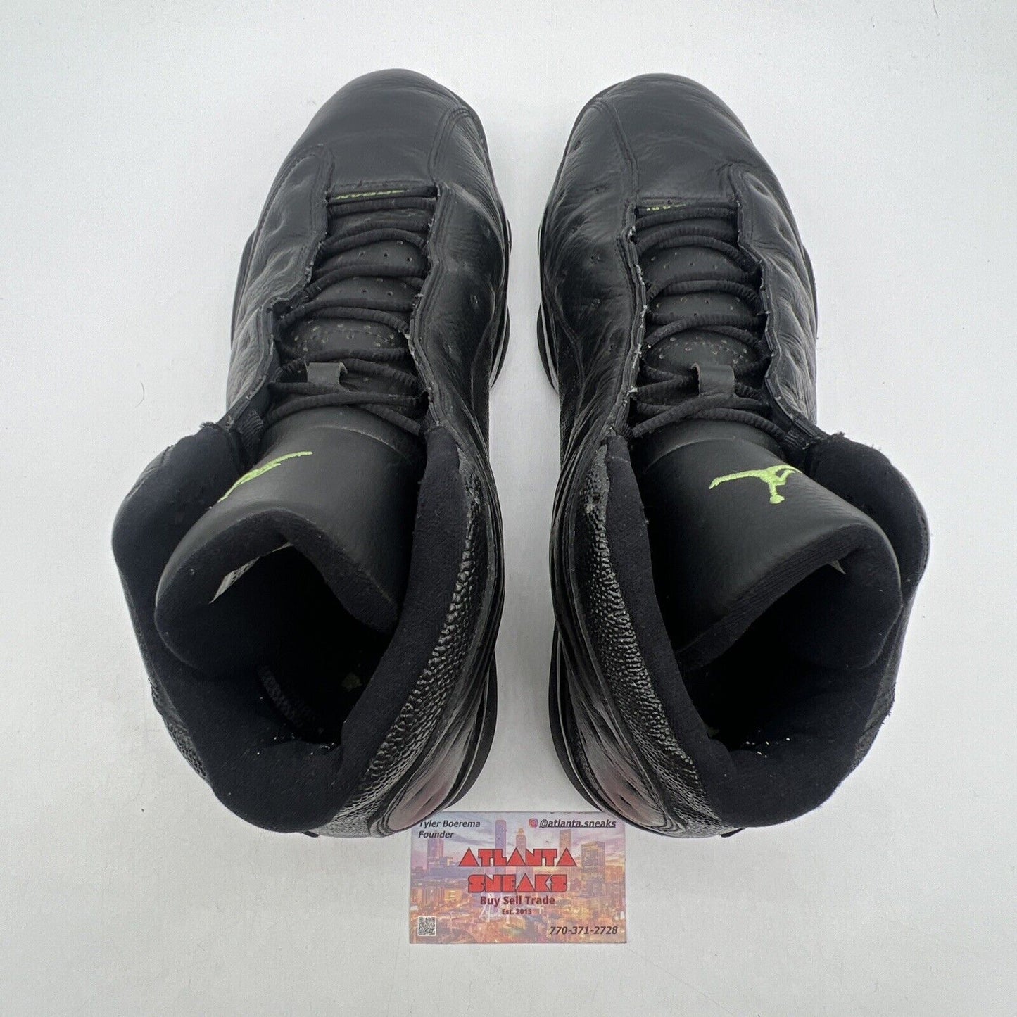 Size 13 - Air Jordan 13 Retro 2005 Altitude Black Green Leather (310004-031)