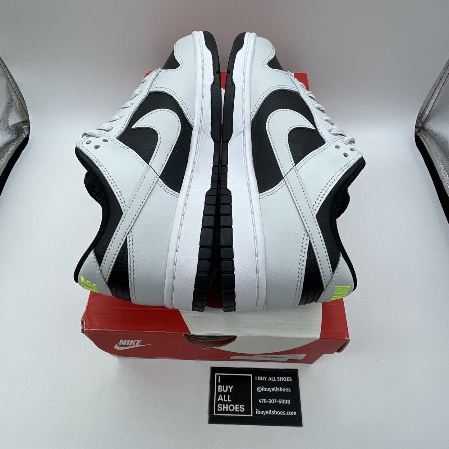 Size 7 - Nike Dunk Low Reverse Panda Neon Black Grey Leather (FD9756-001)