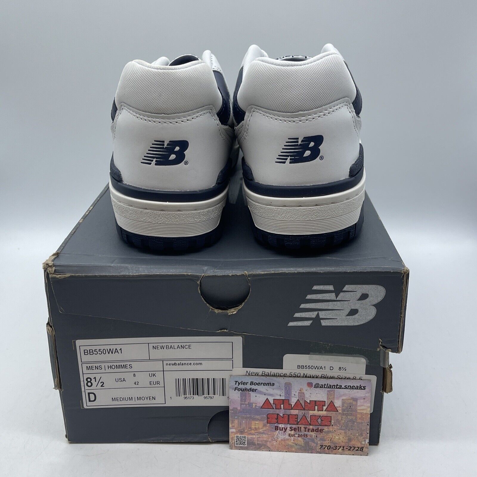 Size 8.5 - New Balance 550 White Navy Leather Grey Suede (BB550WA1)