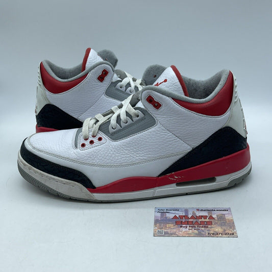 Size 12 - Air Jordan 3 Retro Fire Red White Leather Black Suede (136064-120)