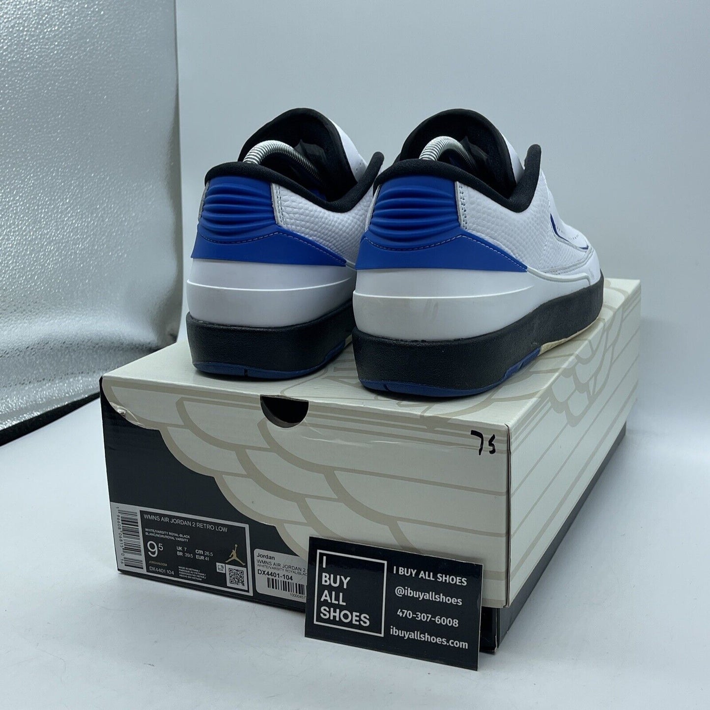 Size 9.5W - Air Jordan 2 Retro Low Varsity Royal Blue White (DX4401-104)