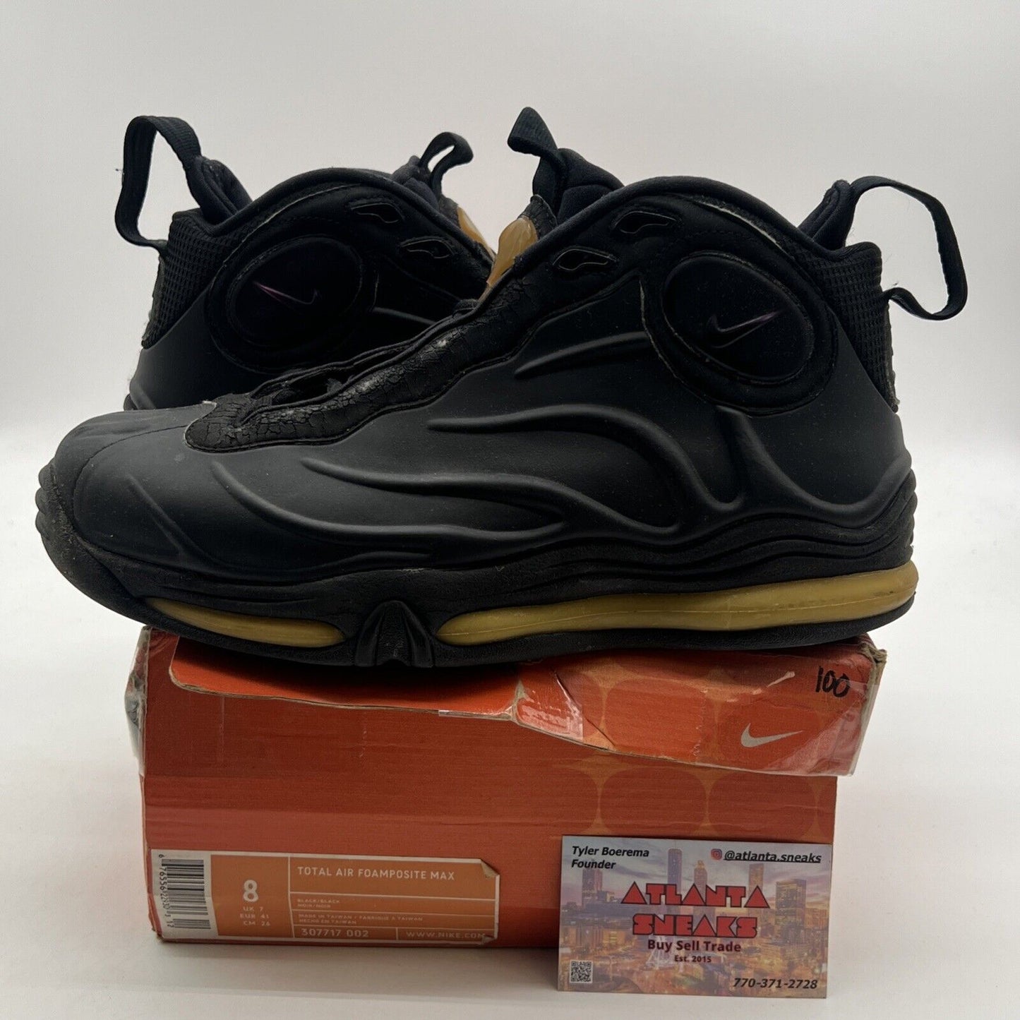 Size 8 - Nike Total Air Foamposite Max Black (307717-002)