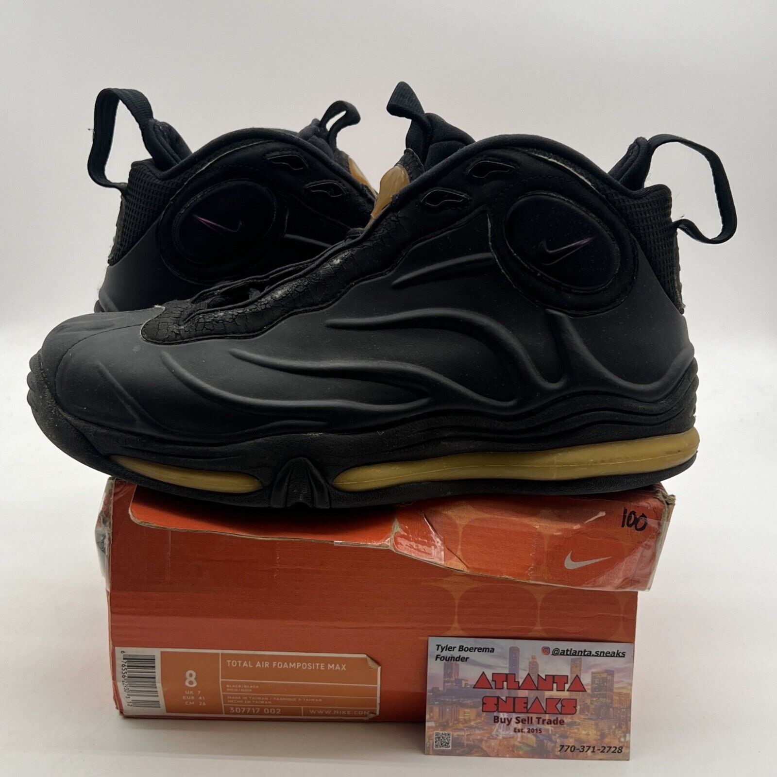 Size 8 - Nike Total Air Foamposite Max Black (307717-002)