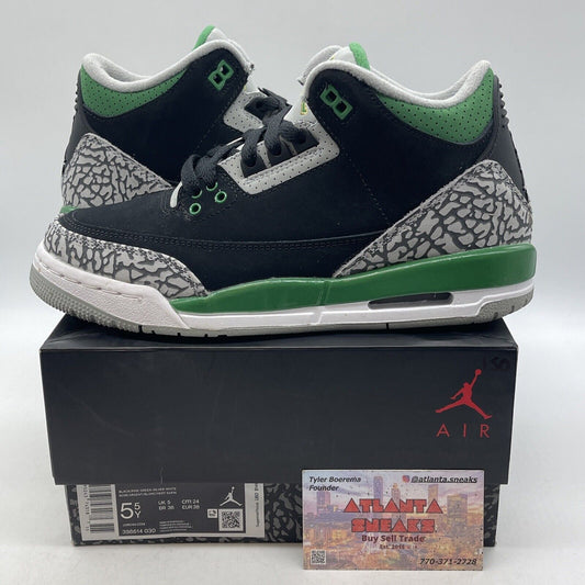 Size 5.5 - Jordan 3 Retro Mid Pine Green Black Grey Suede Leather (398614-030)