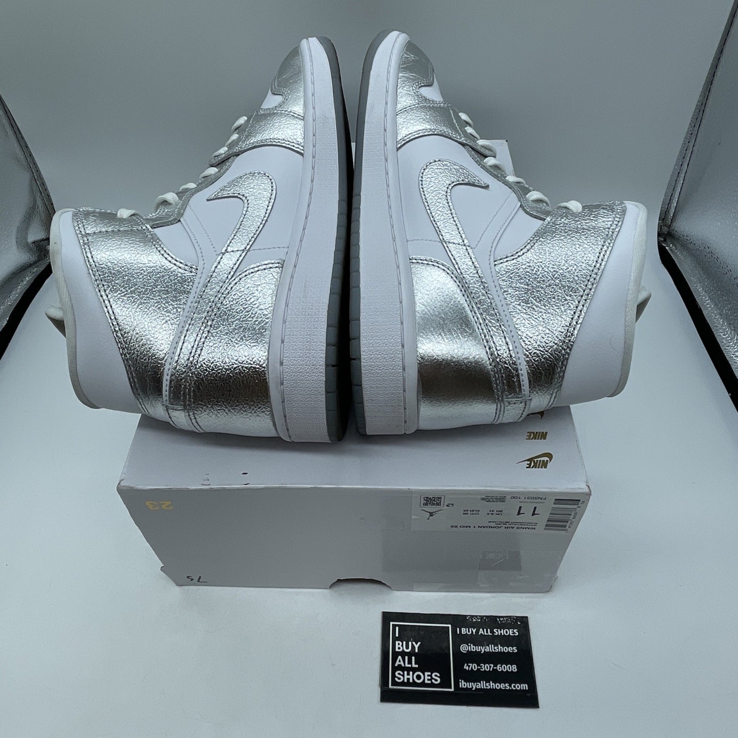 Size 11W - Air Jordan 1 SE Mid Metallic Silver White Leather (FN5031-100)