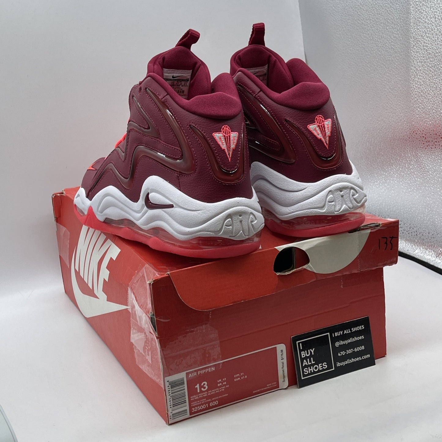 Size 13 - Nike Air Pippen 1 Noble Red White Leather (325001-600)