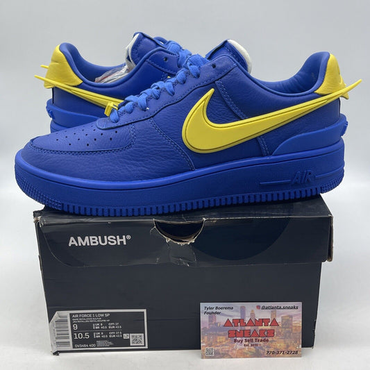 Size 9 - Nike AMBUSH x Air Force 1 Low Game Royal Yellow Leather (DV3464-400)