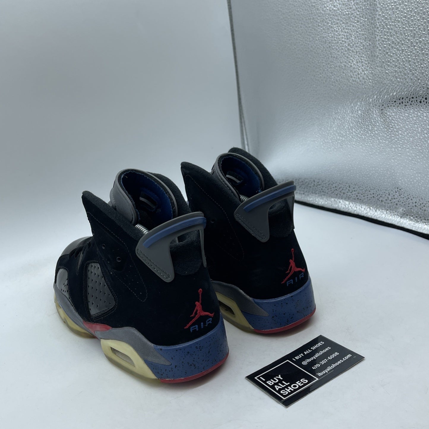 Size 9 - Air Jordan 6 Retro Pistons Black Red Blue Suede Leather (384664-001)
