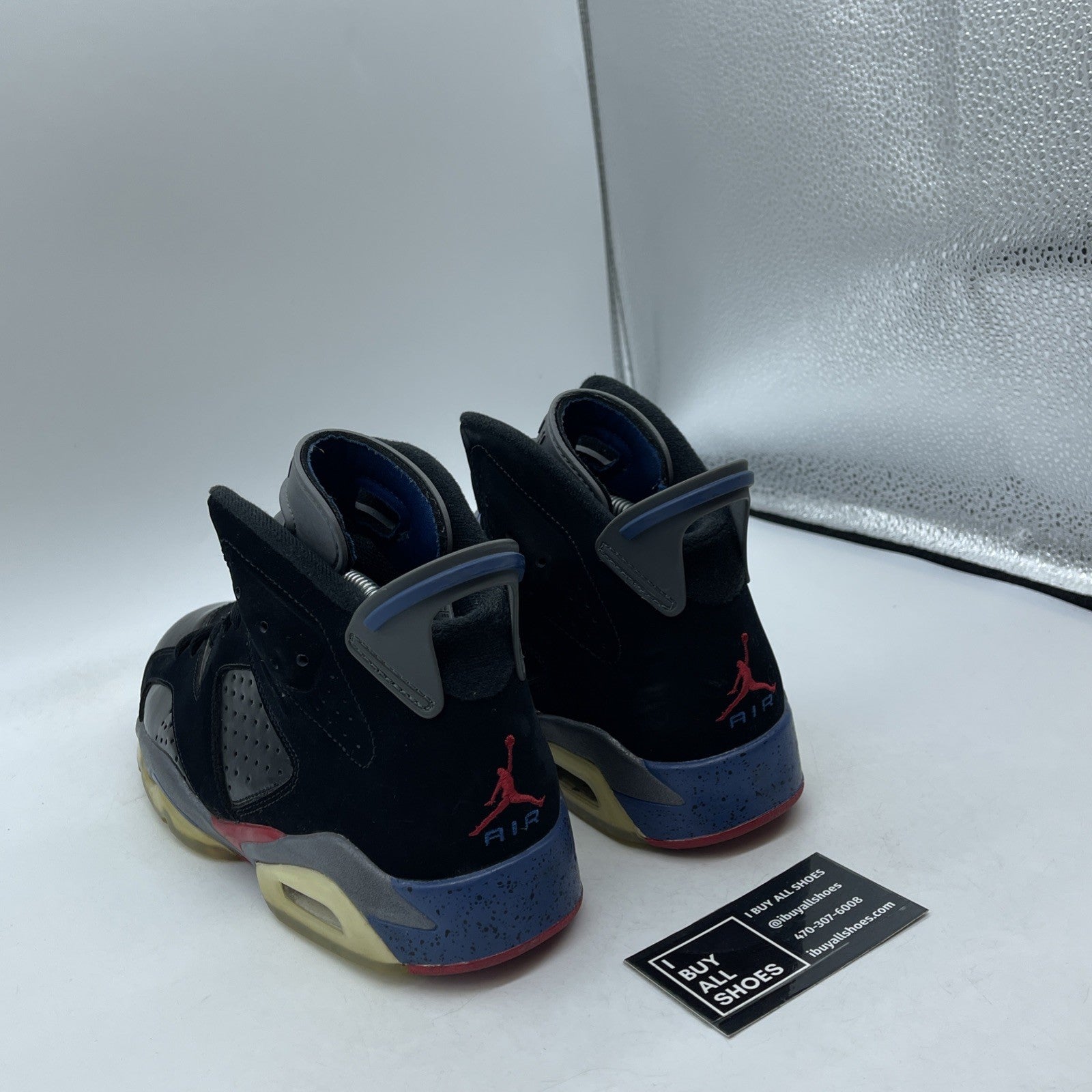 Size 9 - Air Jordan 6 Retro Pistons Black Red Blue Suede Leather (384664-001)