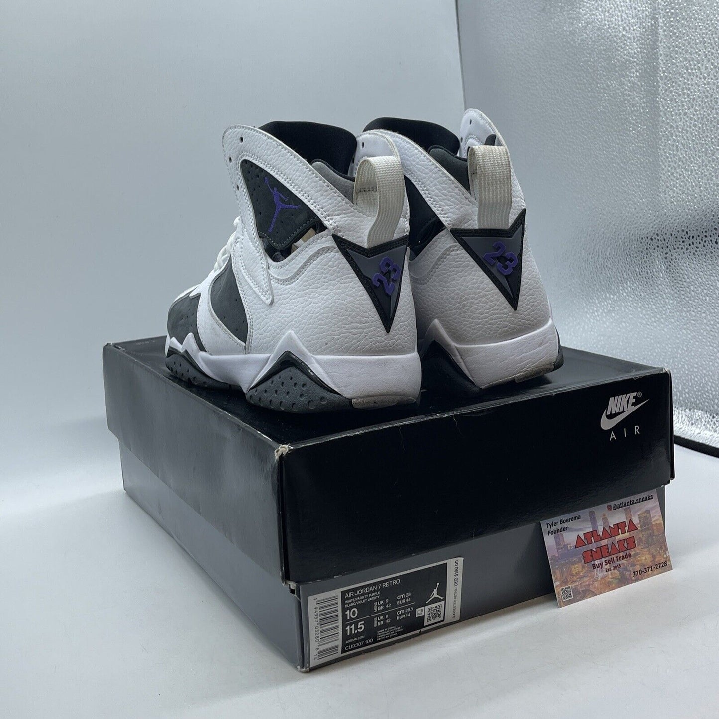 Size 10 - Air Jordan 7 Retro 2021 Flint Black Gray White Purple (CU9307–100)