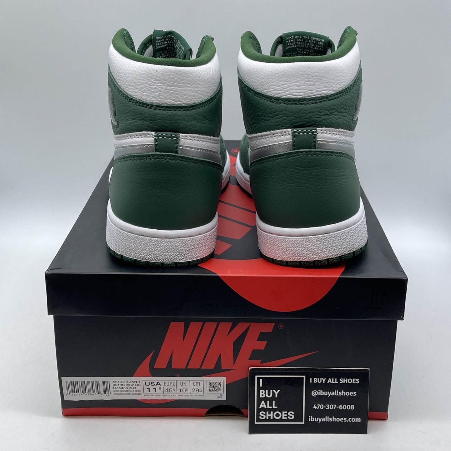 Size 11.5 - Jordan 1 Retro OG High Gorge Green White Silver (DZ5485-303)