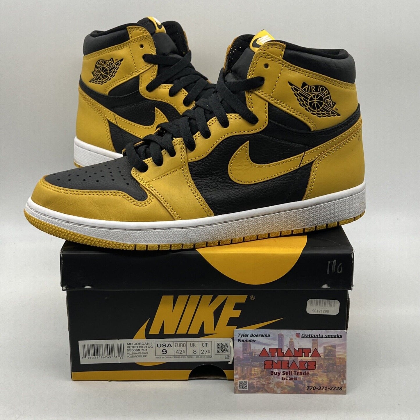 Size 9 - Jordan 1 Retro OG High Pollen Yellow Black White Leather (555088-701)