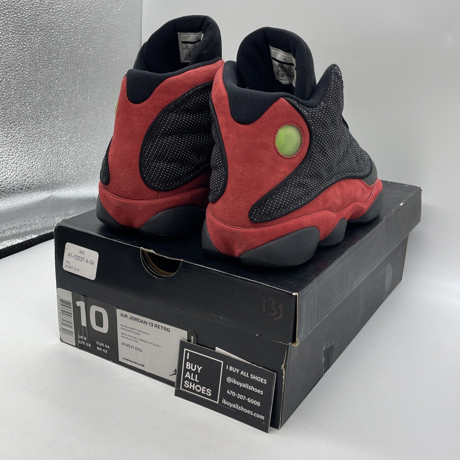 Size 10 - Air Jordan 13 Retro 2013 Bred Red Black Leather (414571-010)