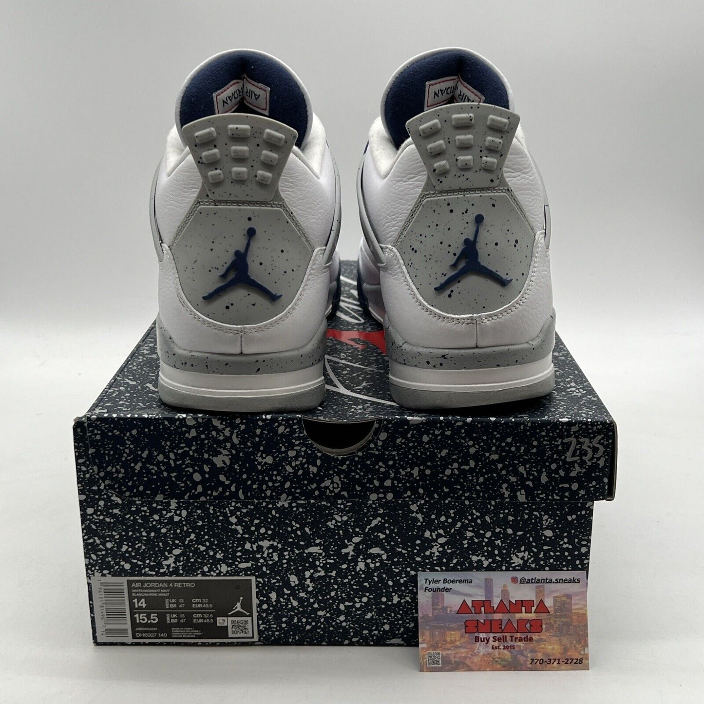 Size 14 - Jordan 4 Retro Mid Midnight Navy White Leather (DH6927-140)