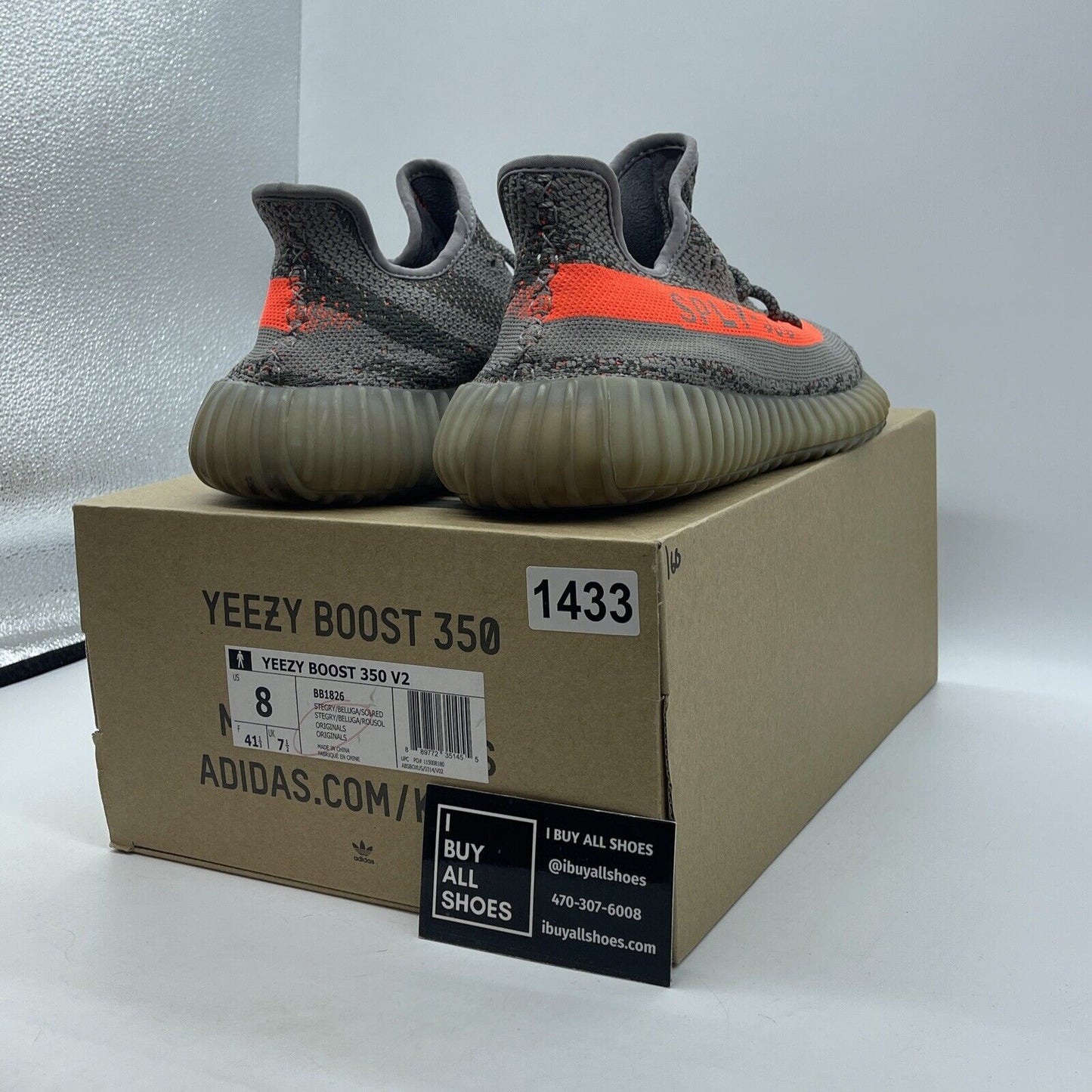 Size 8 - adidas Yeezy Boost 350 V2 Beluga Grey Green Orange Suede (BB1826)