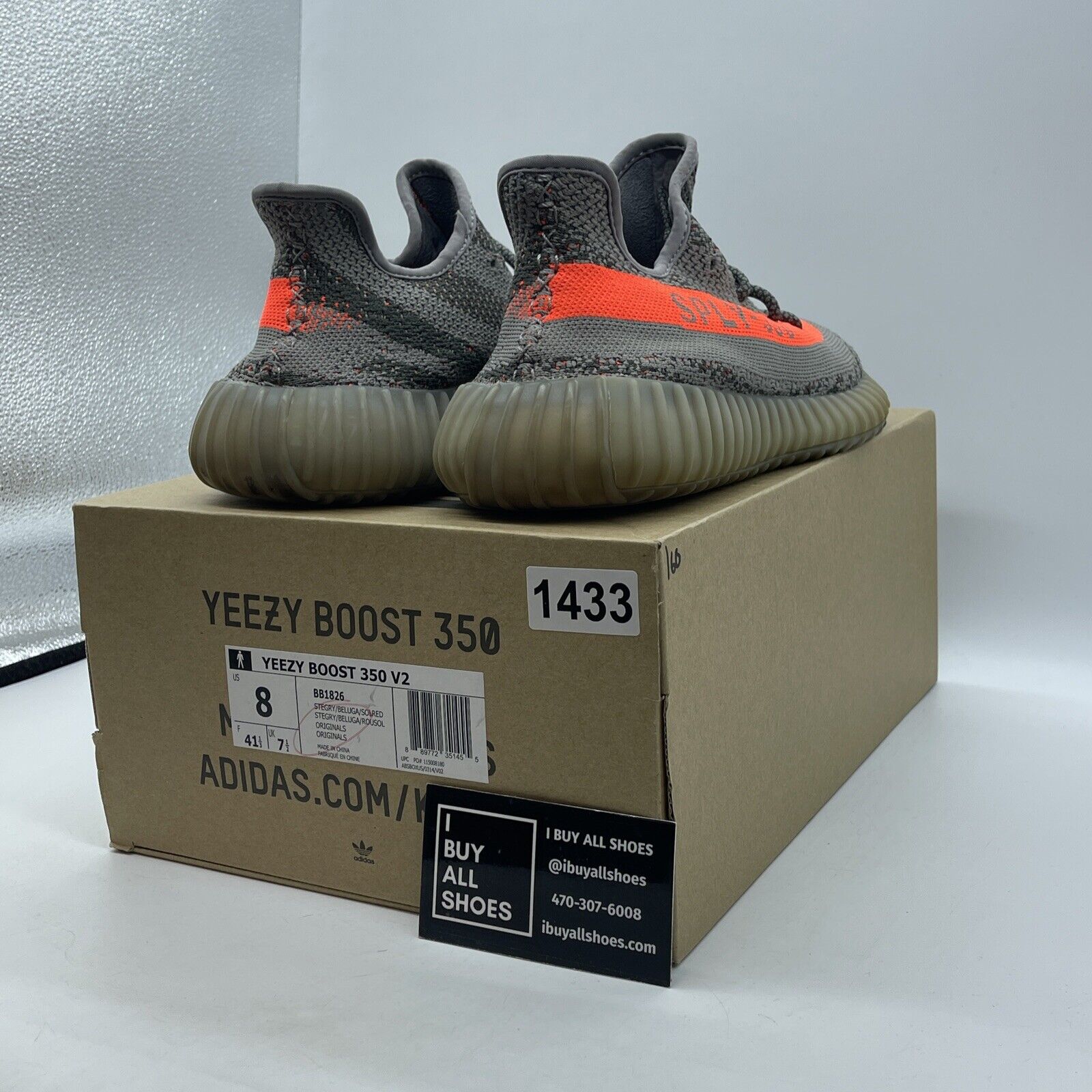 Size 8 - adidas Yeezy Boost 350 V2 Beluga Grey Green Orange Suede (BB1826)