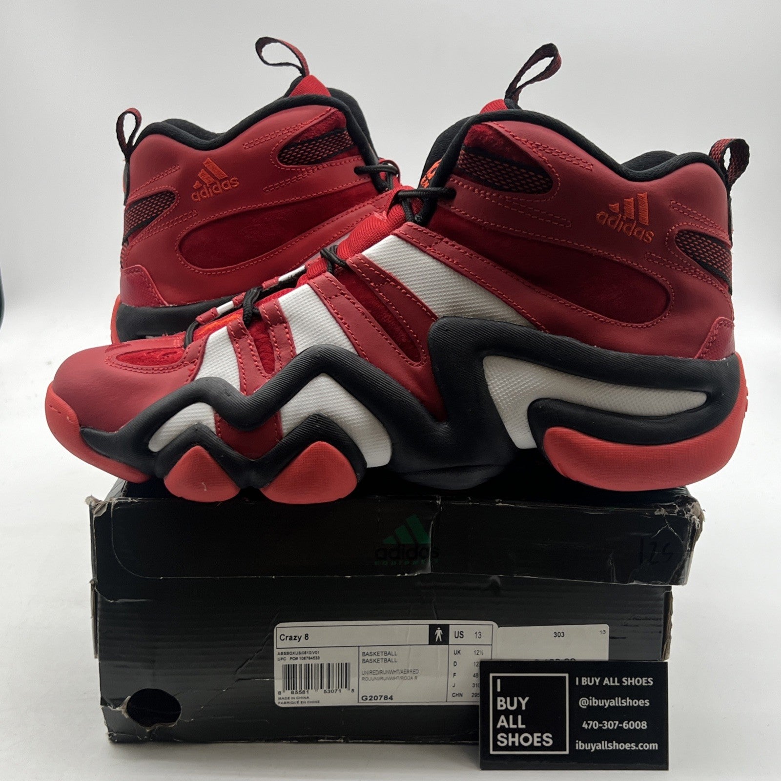 Size 13 - adidas Crazy 8 Retro Red White Black (G20784)