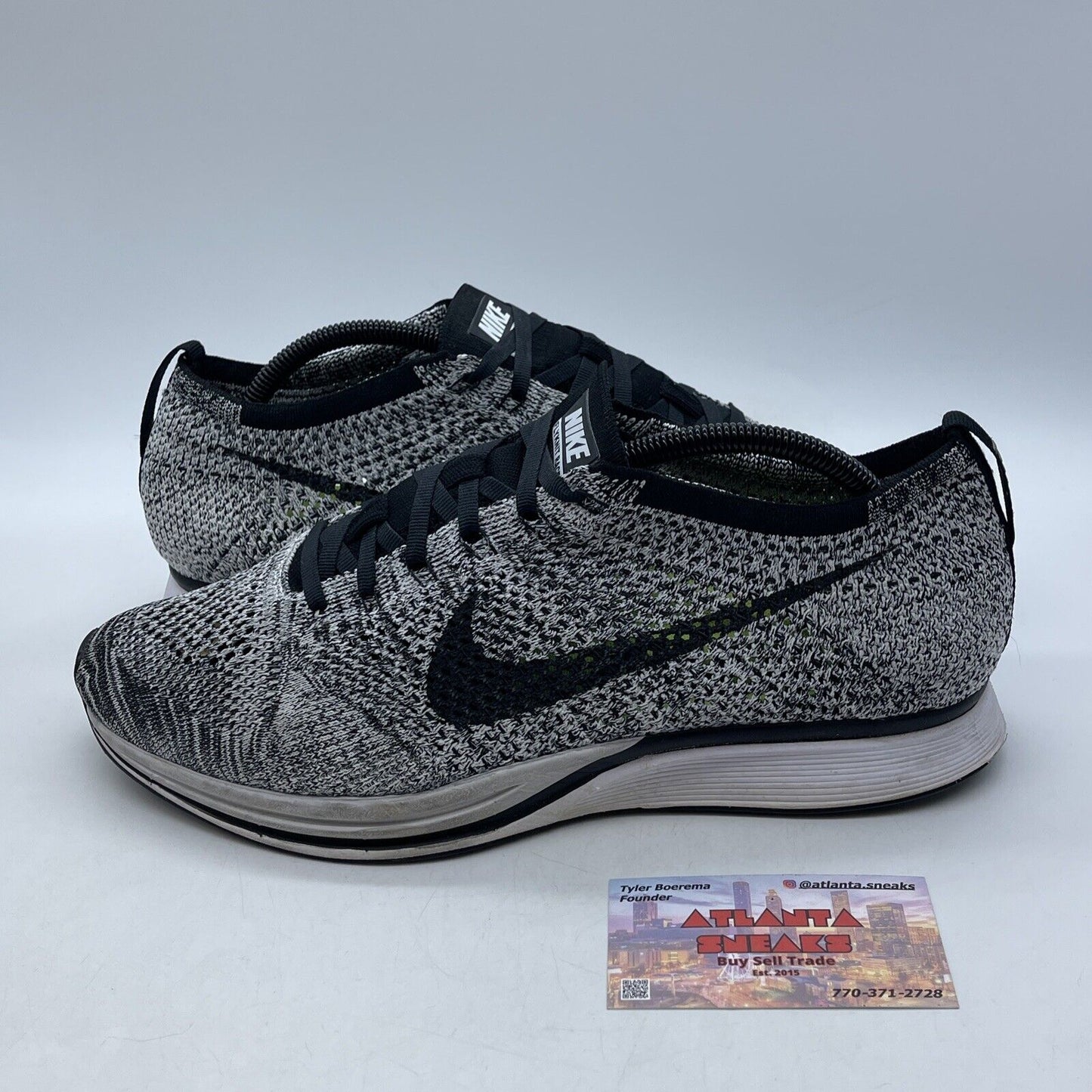Size 11 - Nike Flyknit Racer Oreo 1.0 Black White Suede (526628-101)