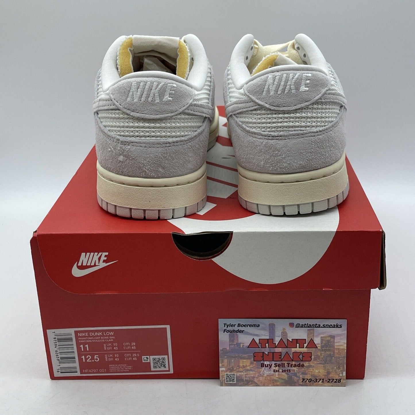 Size 11 - Nike Dunk Low Phantom Grey White Suede Leather (HF4297-001)