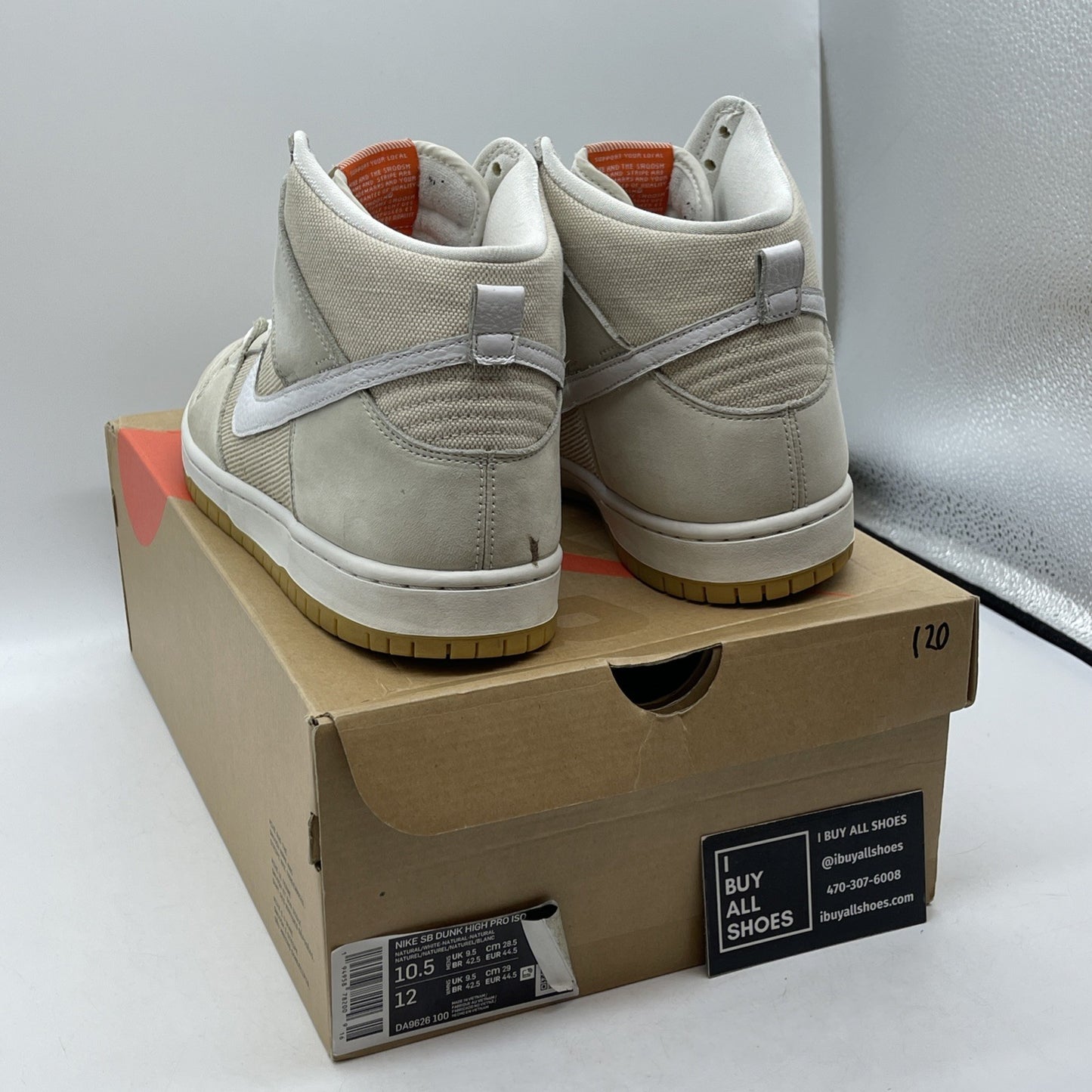 Size 10.5W -Nike Dunk Pro ISO SB High Unbleached Pack Natural (DA9626-100)