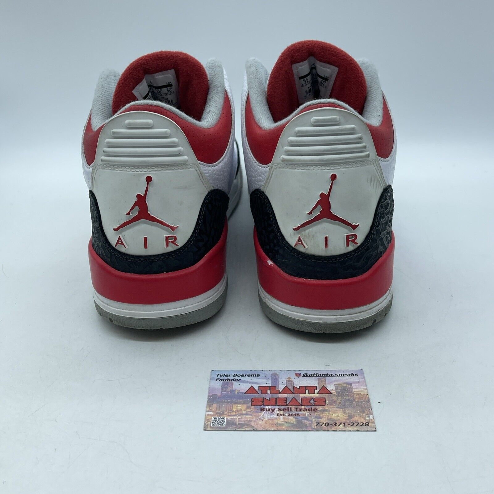 Size 12 - Air Jordan 3 Retro Fire Red White Leather Black Suede (136064-120)