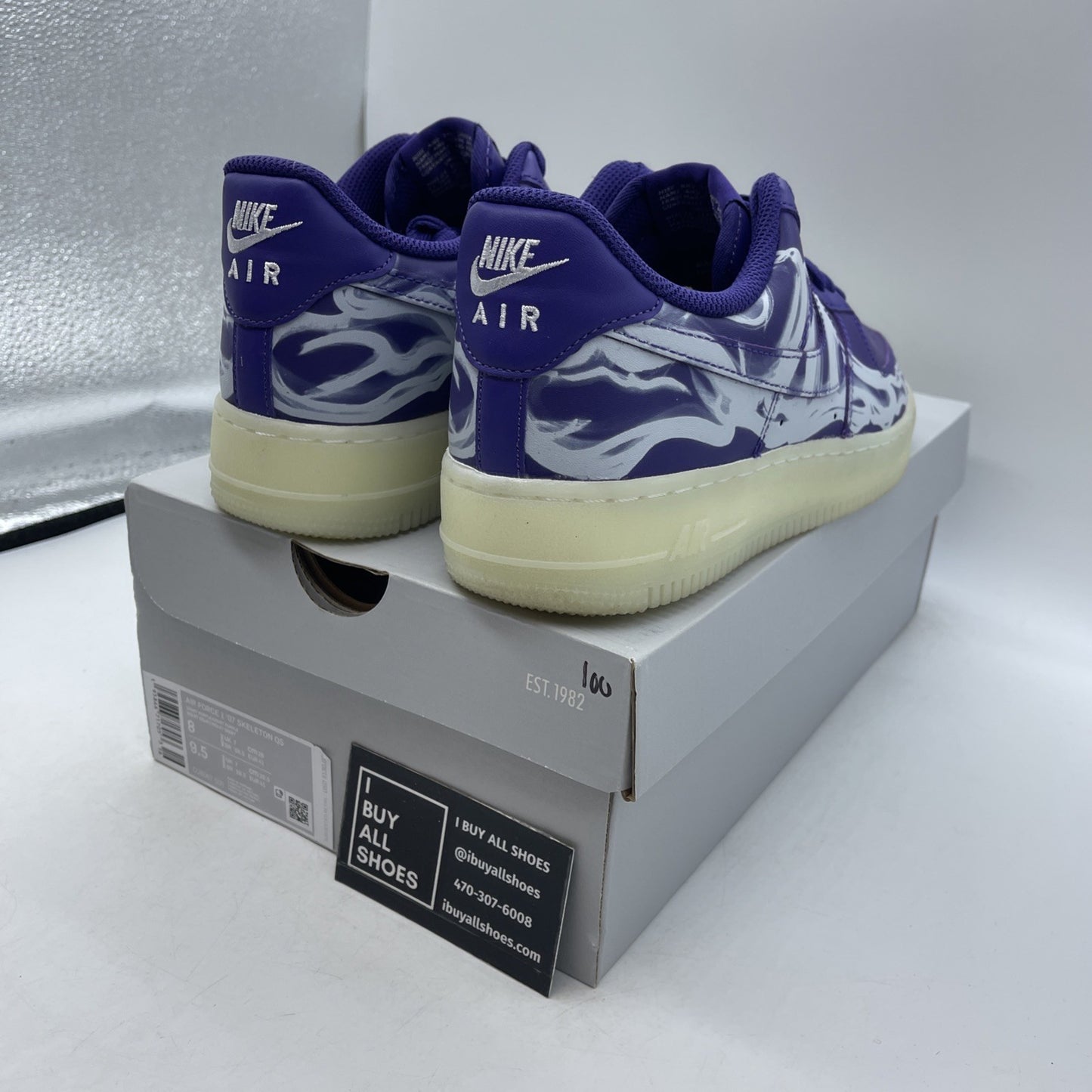 Size 8 - Nike Air Force 1 Low Purple Skeleton (CU8067-500)