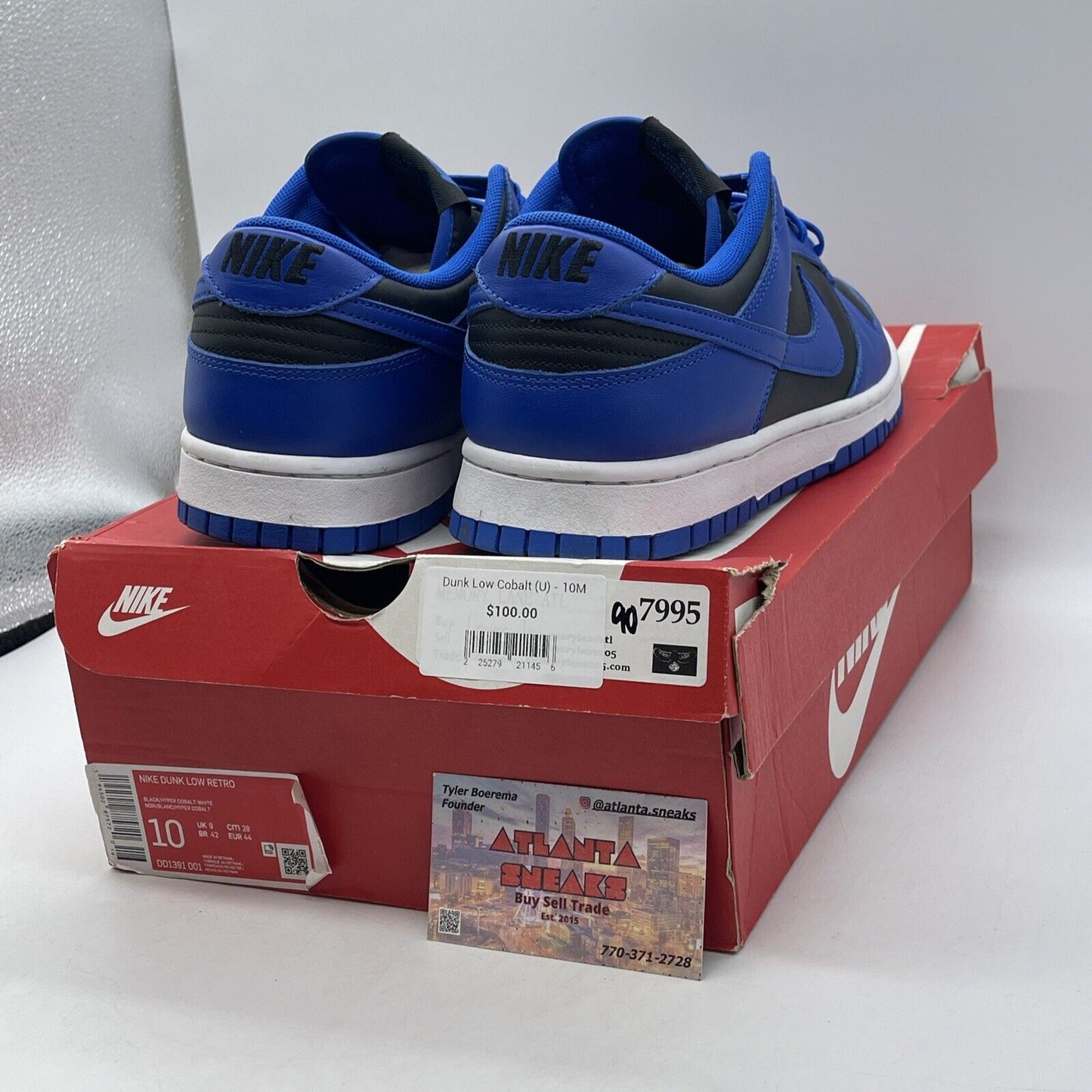 Size 10 - Nike Dunk Low Hyper Cobalt Blue Black White Leather (DD1391-001)