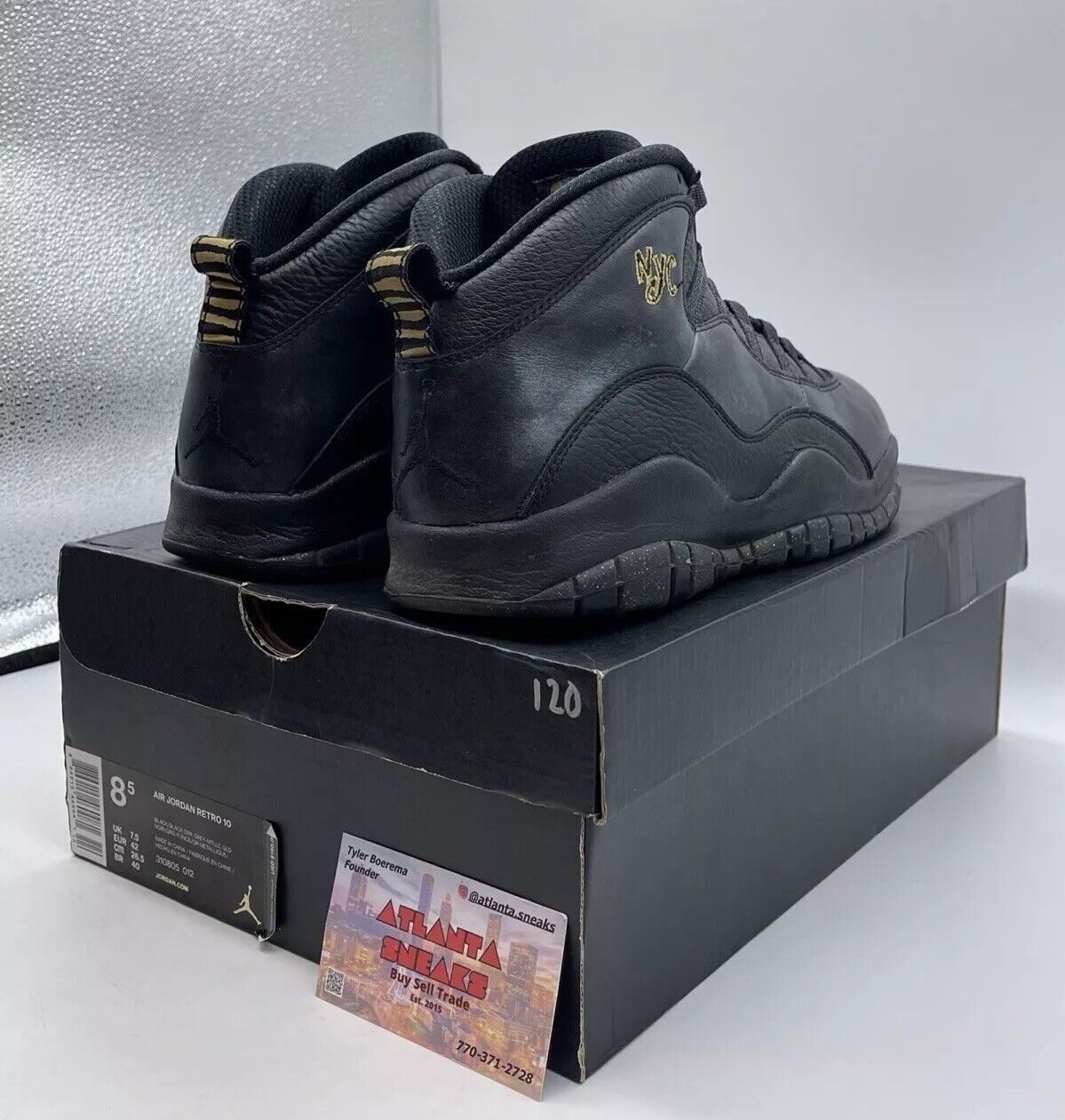 Size 8.5 - Air Jordan 10 Retro NYC Black Gold (310805-012)