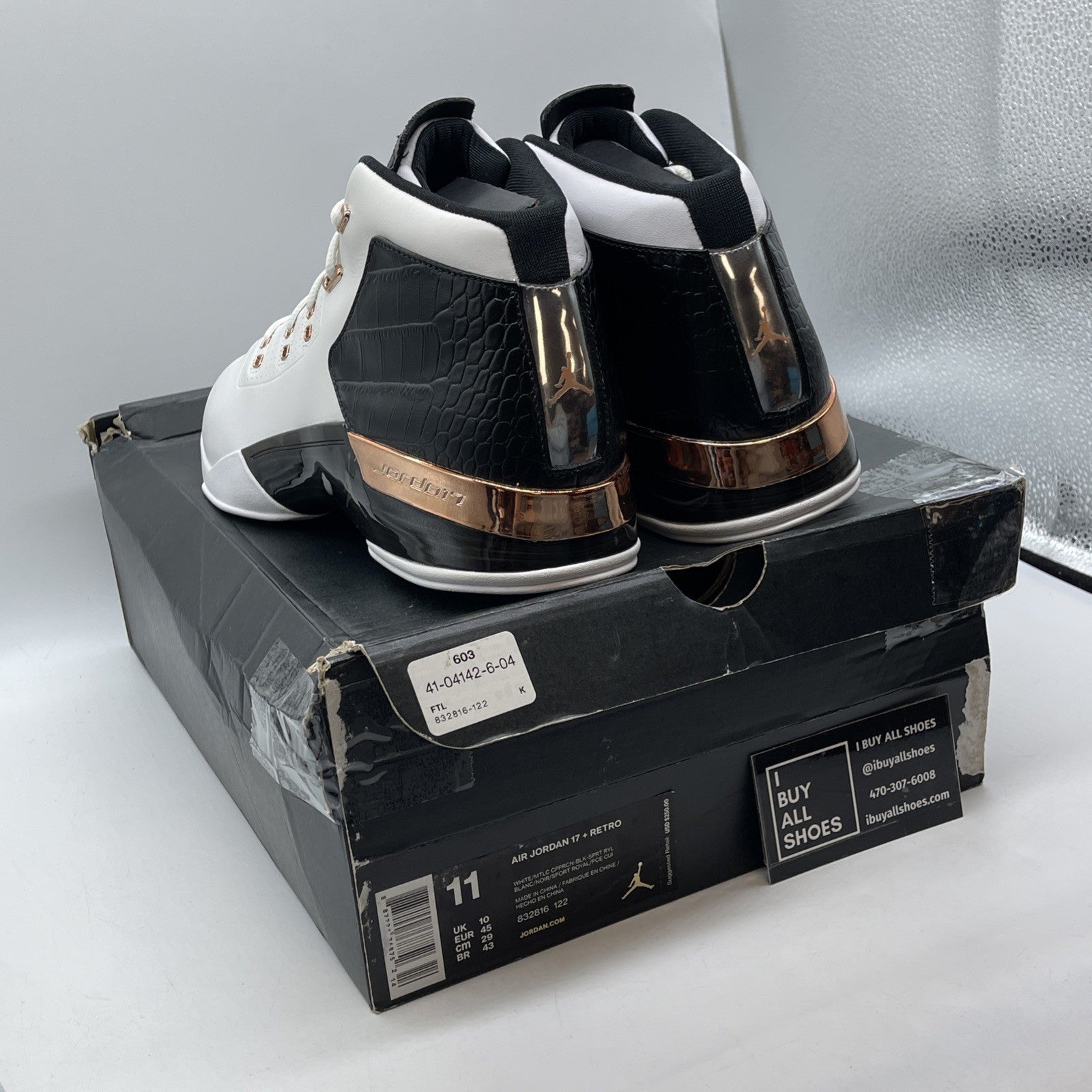 Size 11 - Air Jordan 17+ Retro 2016 Copper White Black Leather (832816-122)