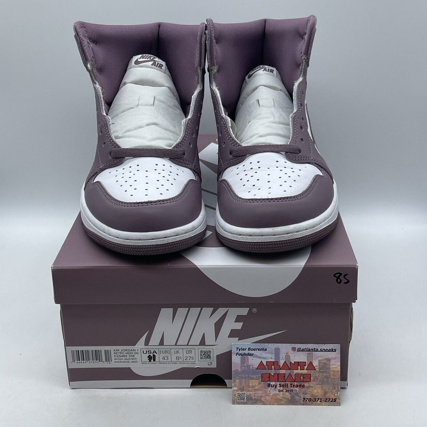 Size 11 - Air Jordan 1 Retro OG High Mauve Purple White Leather (DZ5485-105)