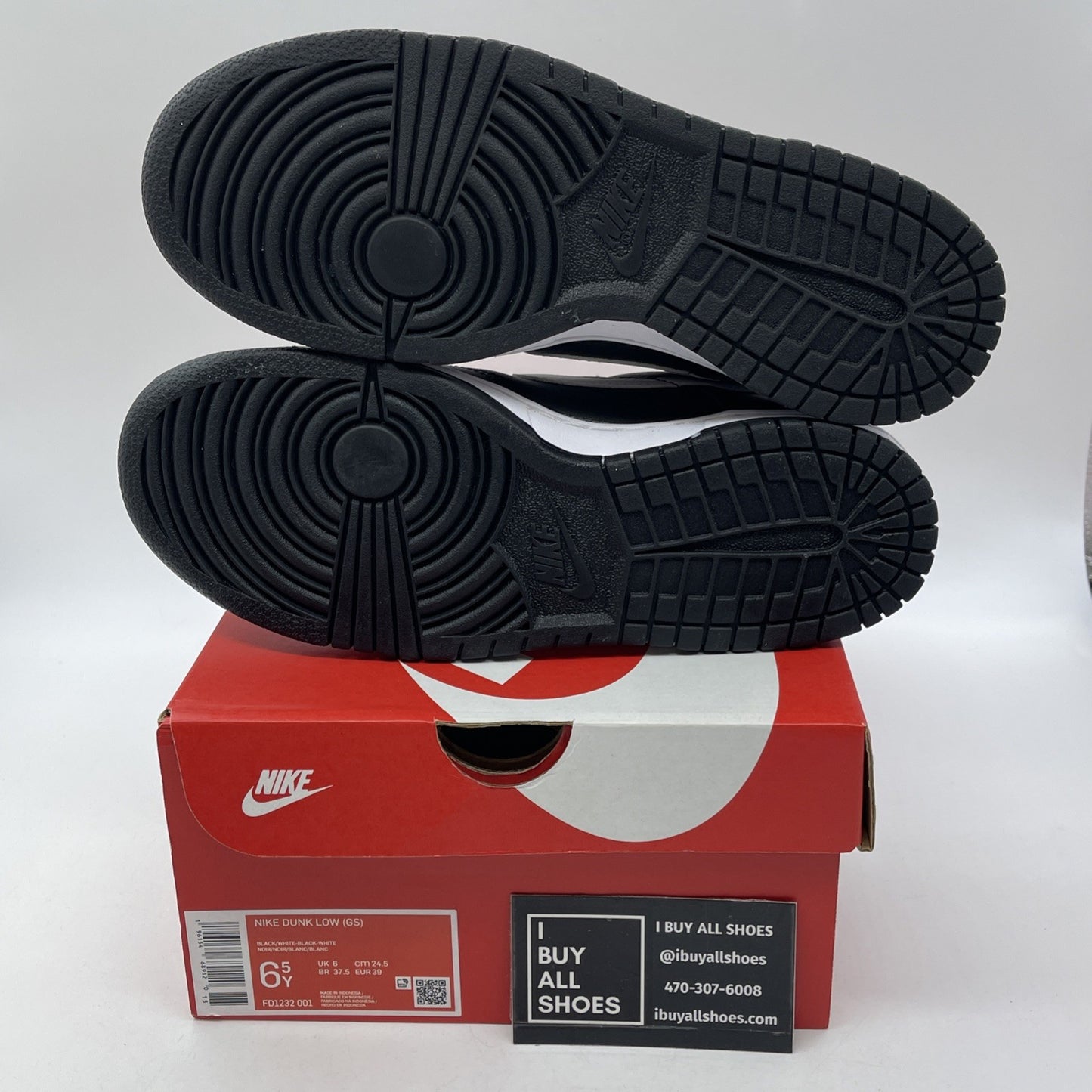 Size 6.5Y - Nike Dunk Low 'Black Panda 2.0' Black White Leather (DV0831-002)