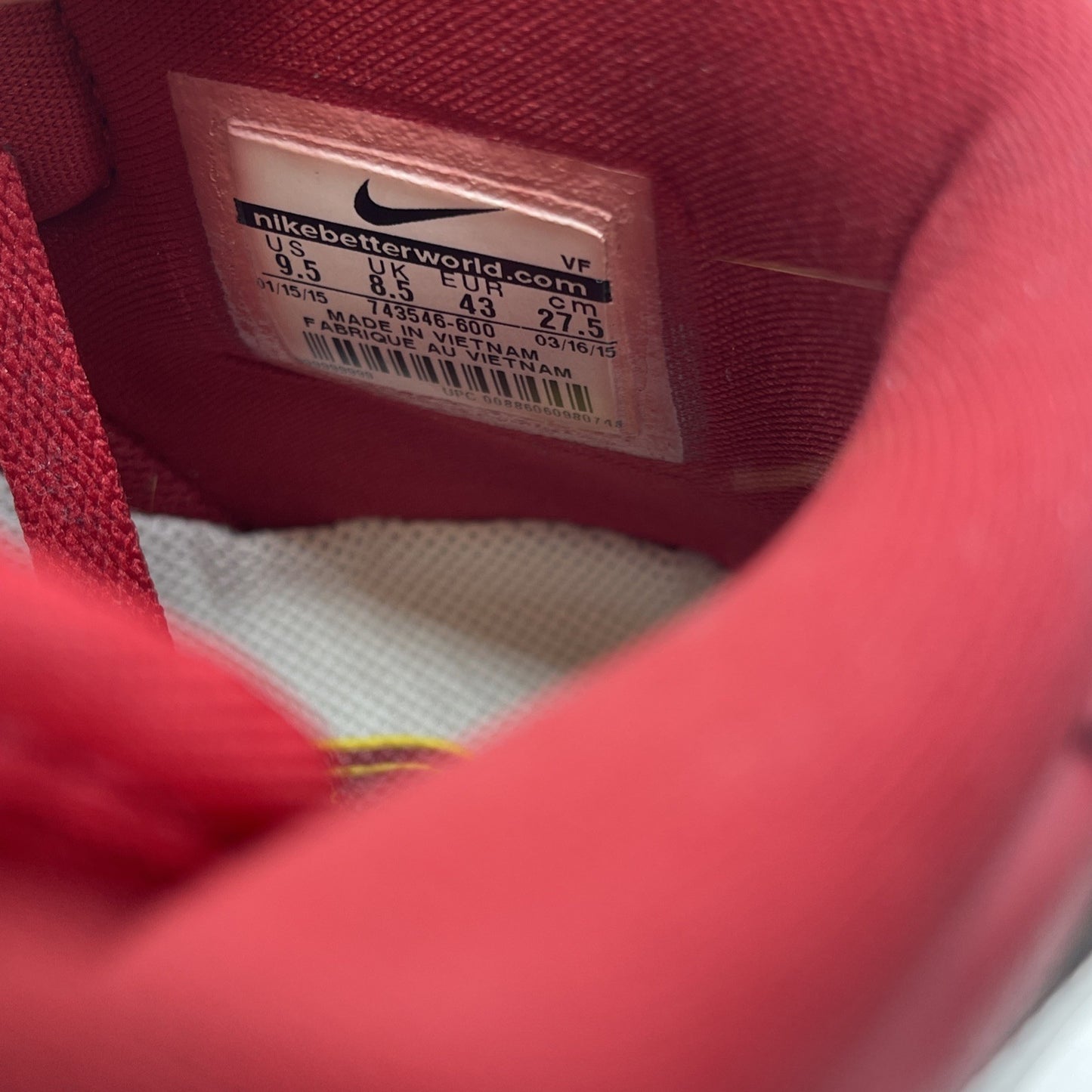 Size 9.5 - Nike Air Force 1 High NAI-KE Red Grey Suede Leather (743546-600)