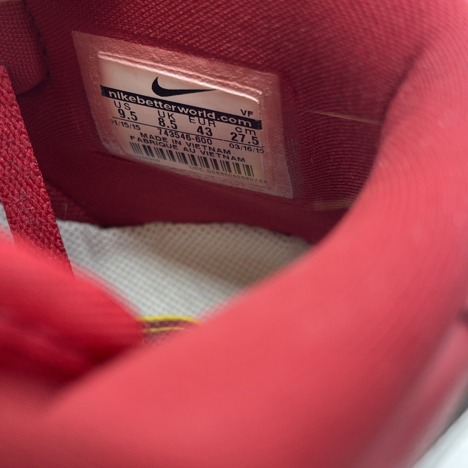 Size 9.5 - Nike Air Force 1 High NAI-KE Red Grey Suede Leather (743546-600)