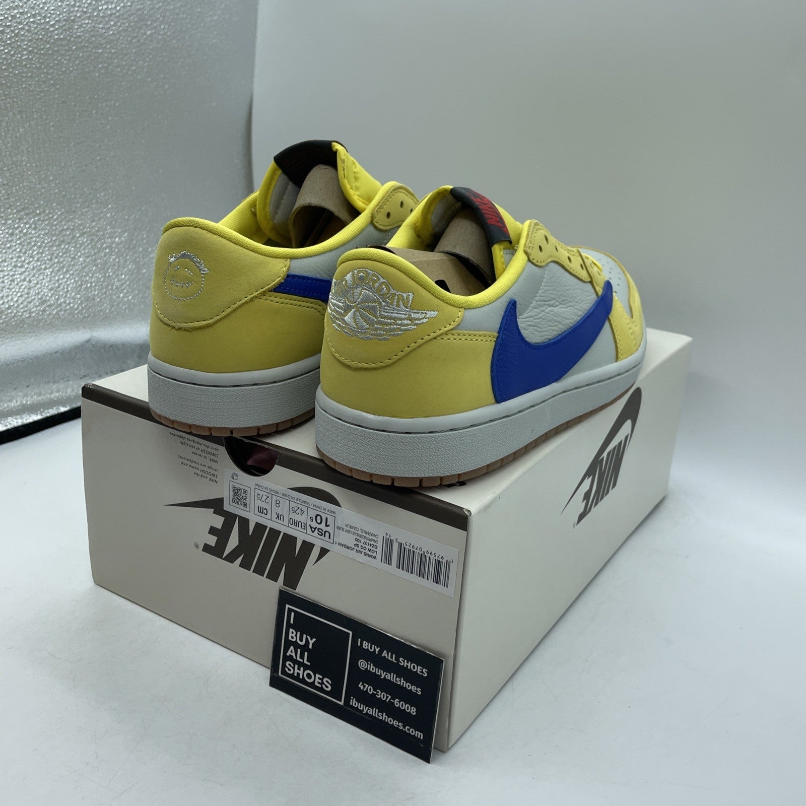 Size 10.5W - Travis Scott x Air Jordan 1 Retro OG SP Low Canary (DZ4137-700)