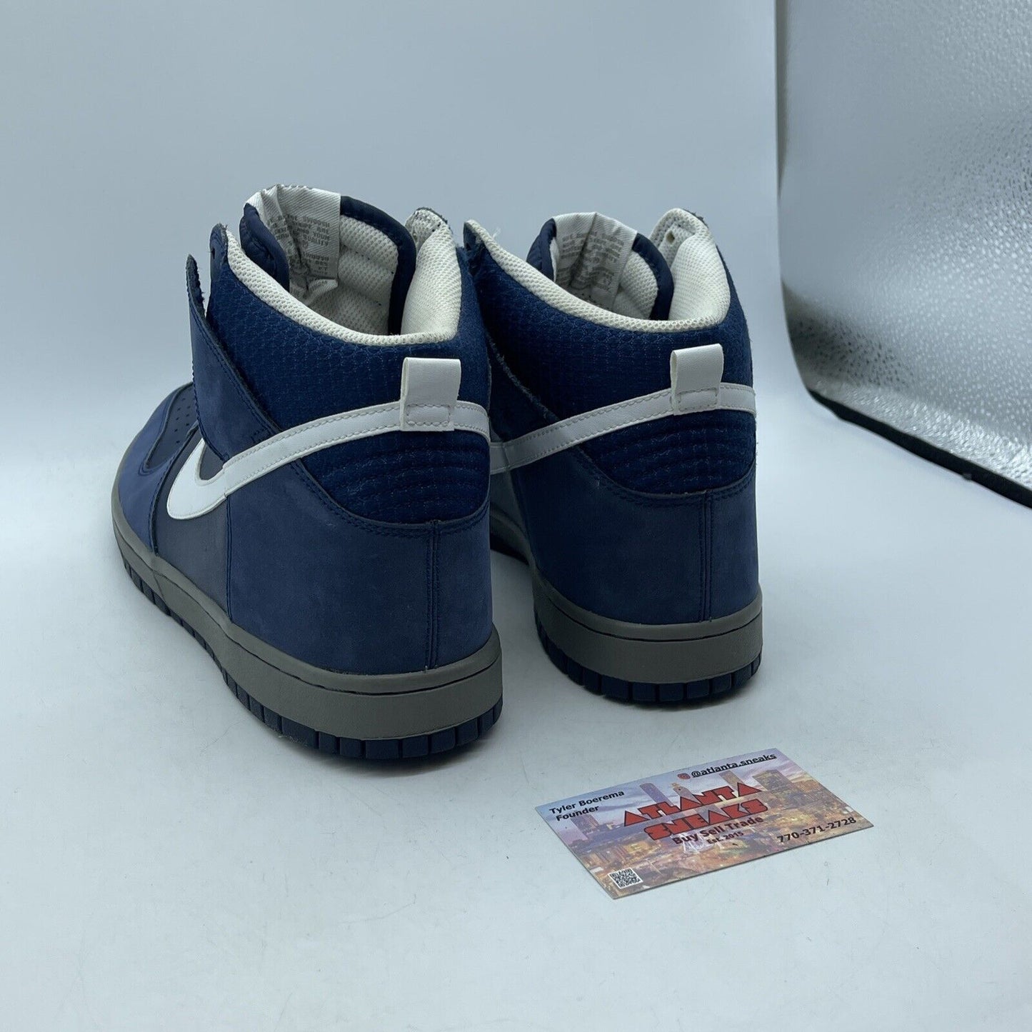 Size 10 - Nike Dunk High Blue White Grey Black Leather Suede (317982-401)